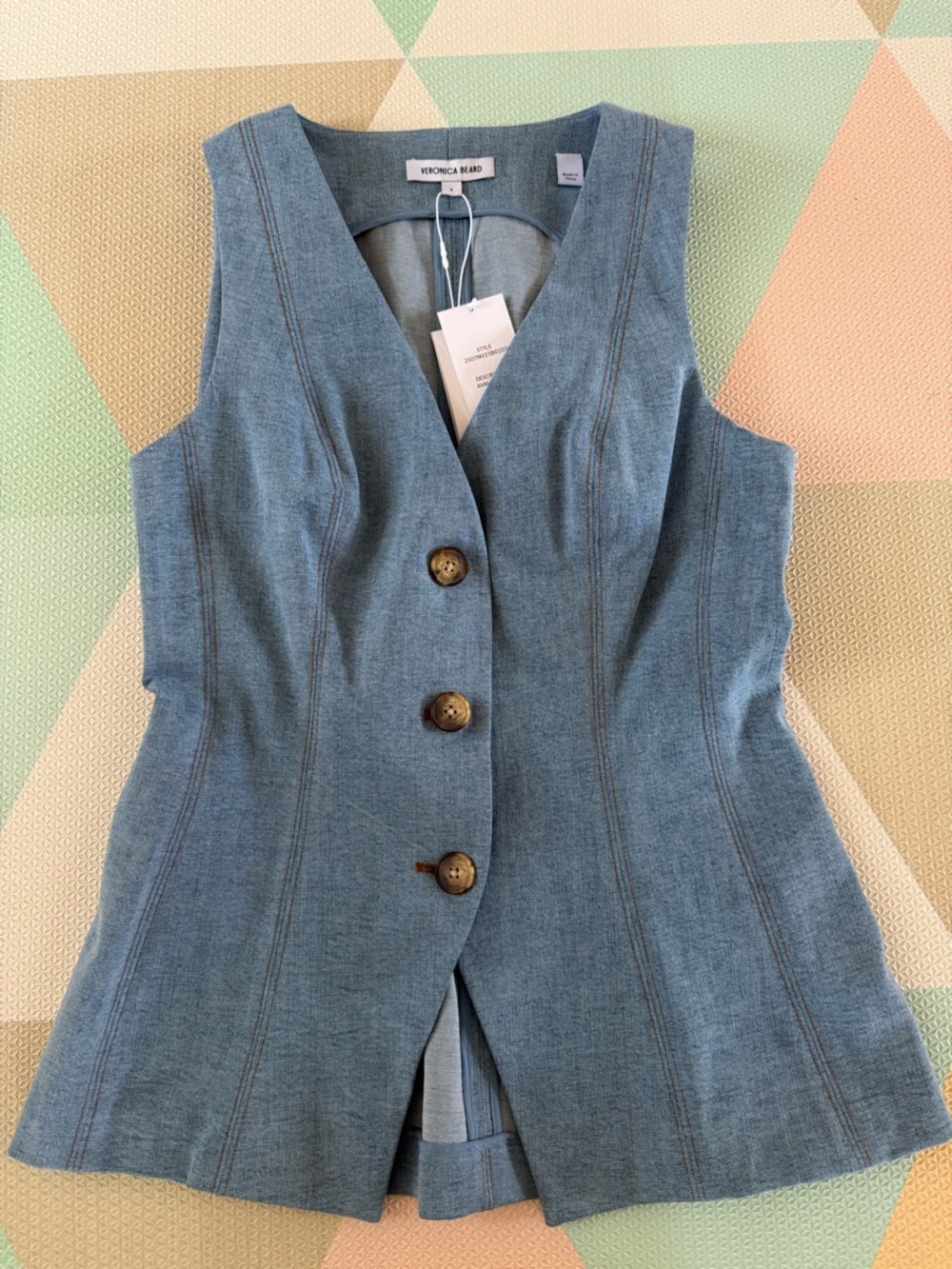 Veronica Beard Alvina Denim Vest NWT Size 6 in Blue Mirage - Picture 9 of 13